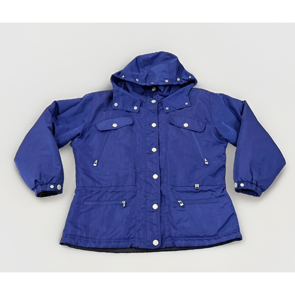 Vint. NILS Ski Wear Women's Sz-16 Blue Hooded Insulated Jacket Hooded Parka